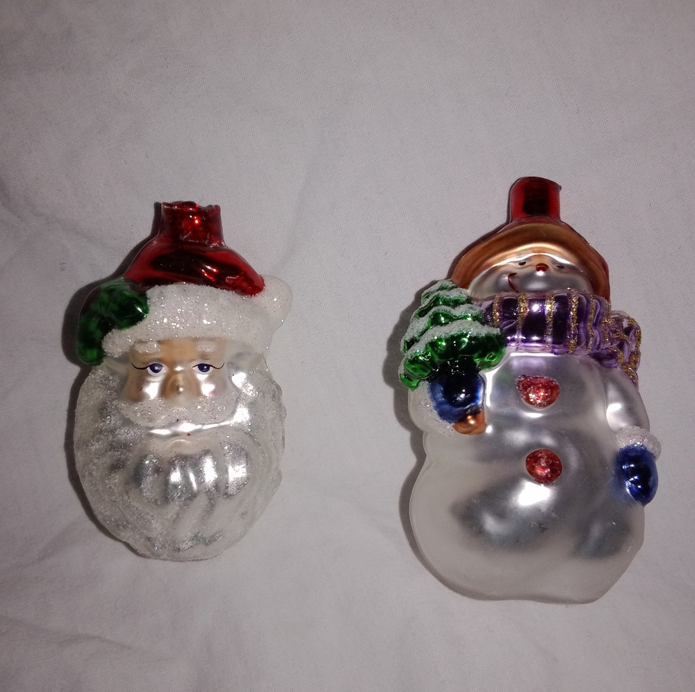 Vintage Christmas Glass Ornament Santa Snowman Lao Mai Ornaments